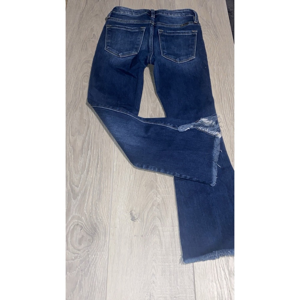 Kancan Jeans Flare Frayed Hem Denim Stretch Mid Rise Womens 1 Festival Farmcore - Picture 8 of 8